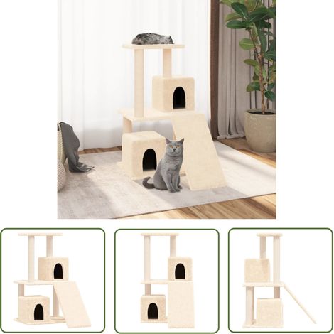Arbre à chat Maison à chat - Grande capacité avec griffoirs en sisal Crème 82 cm BV947481 - BonneVie (1/5)