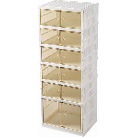 Étagère Chaussures Pliante. Boîte à Chaussures Empilable Transparent. Organisateur de Chaussures Sans Installation, Rangement Respirant Antipoussière (1/5)