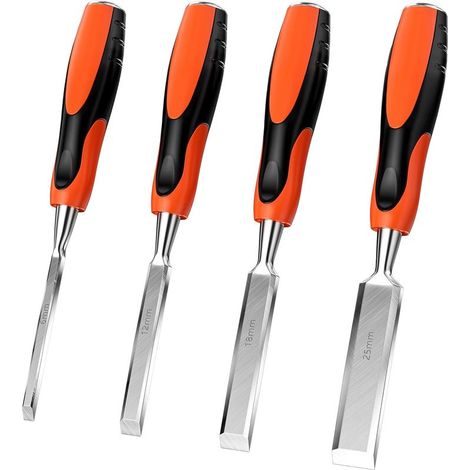 Ciseaux a Bois, Burin Sculpture Gouge Outillage, Kit Outils Ciseau Menuisier, Couteau Gouges Menuiserie Ciseau à Rainurer pour le Travail du Bois, Utils Robustes de 6Mm, 12Mm, 18Mm et 25Mm (1/5)
