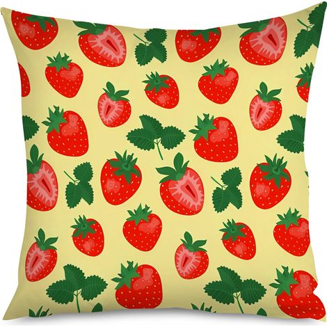 Housse de Coussin Motif Fraises Rouge (1/5)