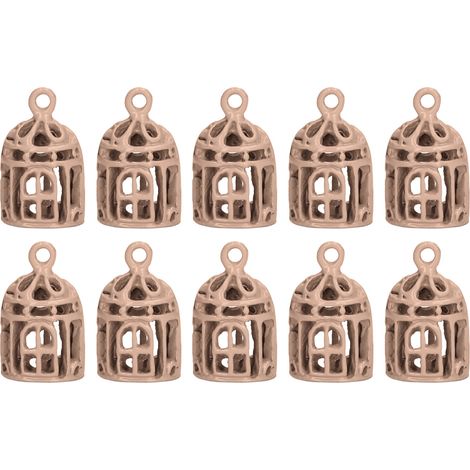 10PCS Cage à Oiseaux Miniature 1/12 1/6 Acier Inoxydable Marron Décoration Maison de Poupée (1/5)