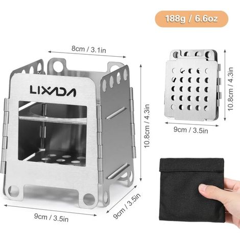 Réchaud de camping en titane, léger, pliable, à bois, portable, de poche, idéal pour la cuisine en randonnée.