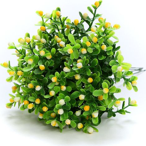 Flores artificiales Milan Grain Pequeños frutos rojos Plantas artificiales Flores de plástico Decoración del hogar Fruta de la fortuna Pequeño arreglo floral en maceta (10 ramos morados) (1/5)