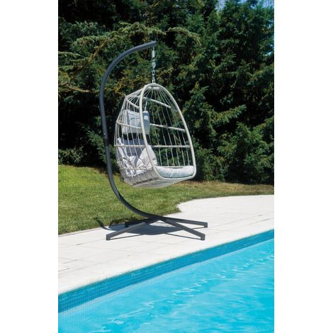 poltrona sospesa da esterno solaria in ferro antracite e grigio chiaro 96x115x196 cm (1/5)