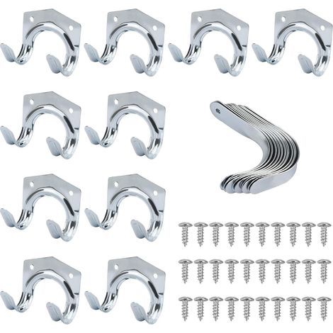 Set of 20 Heavy-Duty Multi-Tool Hooks, Storage Hooks for Home and Garage – Double Non-Slip Hooks for Warehouse, Garage, Garden Shed, Garden Tools (1/3)