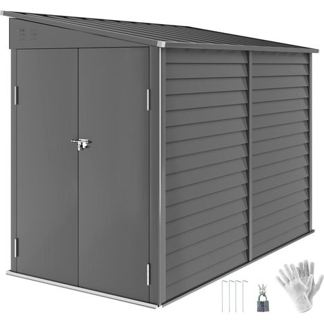 Structure Acier Toit Monopente Abri de Jardin 3,5m² 143x270cm avec Double Porte Verrouillable pour Extérieur (1/5)