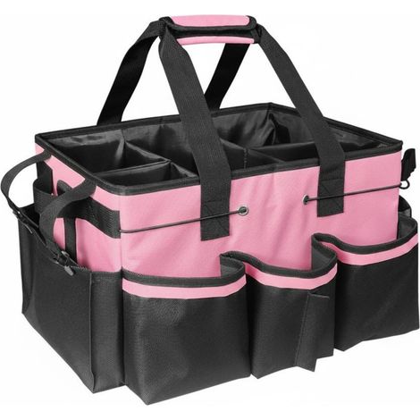 Sac de Rangement pour Matériel d’Entretien – Imperméable – Grande Capacité – Porte-outils pour Femmes de Ménage, Nettoyeurs, Lavage Auto, Jardinage – Rose (1/5)