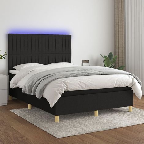 Boxspringbett mit Matratze & LED Schwarz 140x200 cm Stoff (1/5)