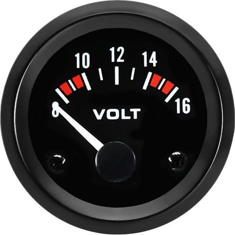 Voltmètre Automobile 2 Pouces 52 mm 10-15 V DC Lecture 8-16 V Indicateur Tension Batterie Voiture Camion Bateau 1 Pièce (1/5)