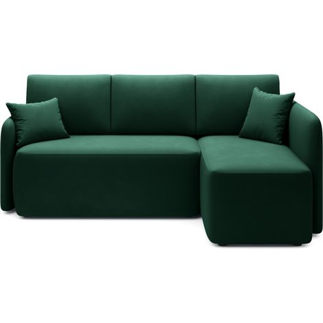 Petit canapé d'angle convertible 3 places tissu TAKIN 206cm angle droit-Vert-angle droit (1/5)