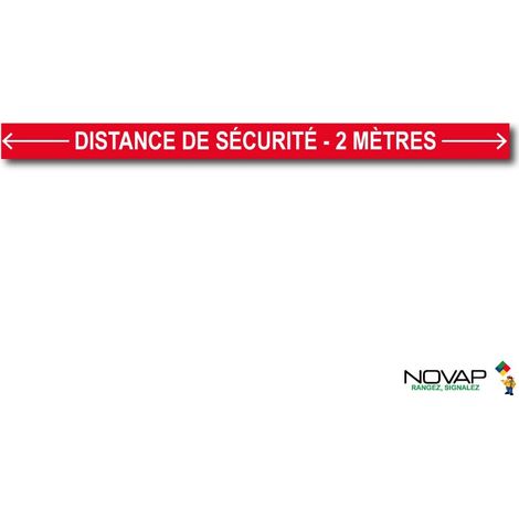 Bande Distance de sécurité - 2 mètres - Rouge - spécial sol - 1000x70 mm - 4008400