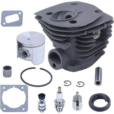 Kit de segments de piston pour cylindre 44 mm compatible avec les tronçonneuses Husqvarna 350, 346, 351 et 353. Remplace la référence 503869971. Comprend également une soupape de décompression, un fil (1/4)