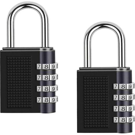 Cadenas à combinaison à 4 chiffres pour l'école, la salle de sport, l'extérieur - Robuste - Noir (1/5)