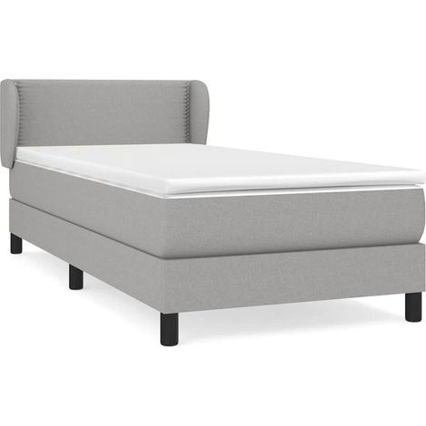 Maison Exclusive - Cama box spring con colchón tela gris claro 90 (1/5)