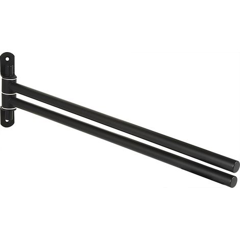 Technik-Team Handtuchhalter 2 armig schwenkbar Bulon - Handtuch Halter für die Wand - Handtuchhalterung, Stahl schwarz matt (1/2)