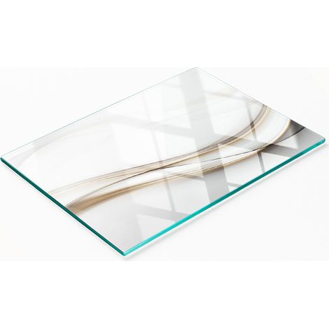 Tagliere da cucina in vetro con grafica astratta a onde, 80x52 cm (1/5)