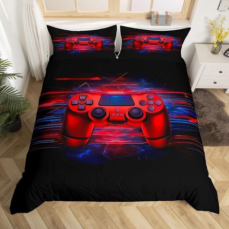 Bettwäsche-Set 220x240 cm mit Gamepad-Design, 3-teilig, Mikrofaser