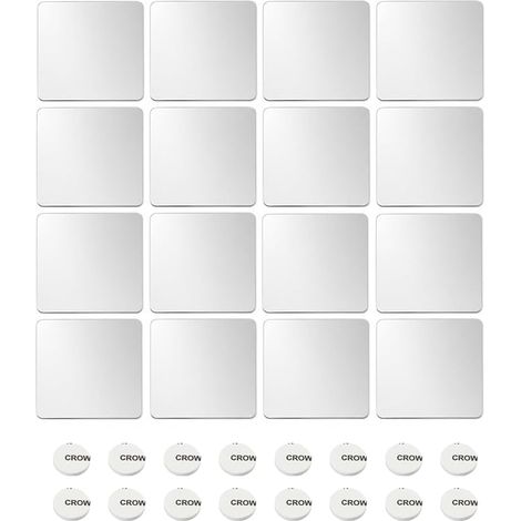 16 Pièces Autocollant Miroir Acrylique 10 × 10cm Petits Carrés, Design Décoratif pour Salon, Salle de Bain et Chambre, Miroirs Souple et Adhésif pour une Décoration Murale Créative et Personnalisée (1/5)