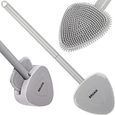 Brosse WC en silicone, support mural, flexible, hygiénique, design compact (1/5)