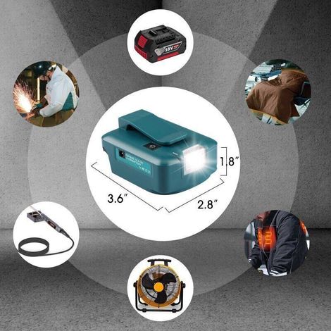 Bardusch - Per modelli Makita con connettore Type-C, alimentatore inverter, pratico inverter a batteria con 3 modalità di luminosità e passante per cintura da campeggio. (1/4)