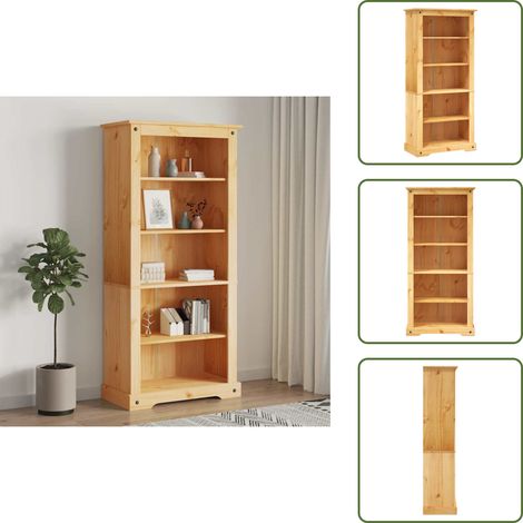 Bibliothèque 5 niveaux Gamme Corona Pin mexicain 80x40x170 cm - Bibliothèque - Meuble Rangement - Étagère - Bibliothèque Design - Décoration Intérieure (1/5)