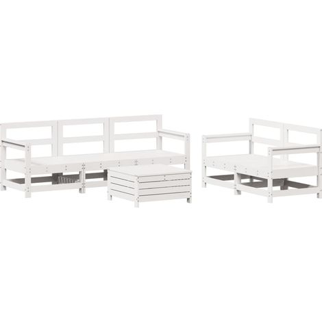 Maison Exclusive - Set Divani da Giardino 6 pz Bianco in Legno Massello di Pino