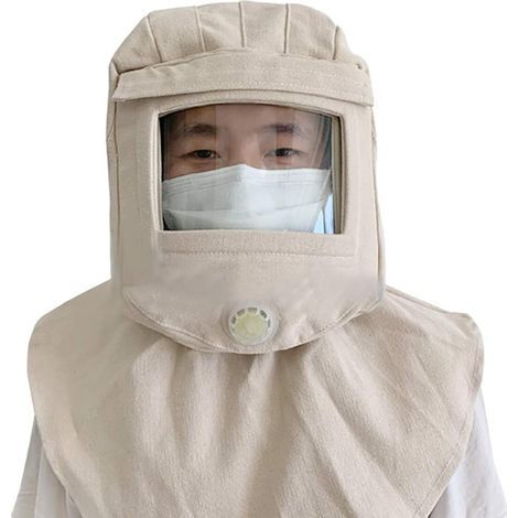 Visière de protection,Masque de protection contre le vent et le sable Masque de capuchon de tête de pulvérisation de peinture de sablage anti-poussière anti-éclaboussures Visière de protection (1/5)