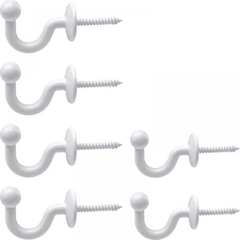 （6 Pcs）Embrasses Rideaux Crochets U Blanc Crochet d'Arrimage Rideau à Tête Ronde avec Tubes d’Expansion Plastique pour Accorcher Rideaux Vêtements Clé, Comprend Un Manchon de Fixation (1/5)