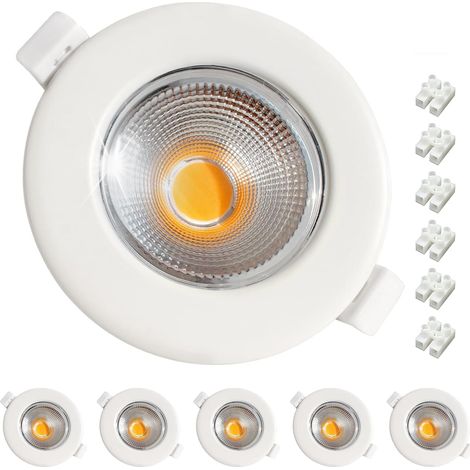 6x Spot LED Encastrable Dimmable Extra Plat 7W,4000K Blanc Neutre Trou Ø65mm,Ø68mm,Ø80mm,Spot de Plafond Blanc COB 220V 600LM Pour Cuisine Chambre Salon