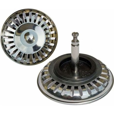 Bonde panier universelle inox Ø80 mm pour évier à commande excentrée - joint Ø51 mm (1/2)