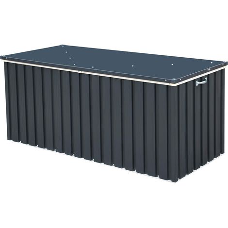 DH 1.7 (770 L) Coffre de Rangement de jardin en métal avec vérin à gaz hydraulique, coffre de terrasse et rangement de meubles de jardin, Boîte de rangement coussins, anthracite (1/5)