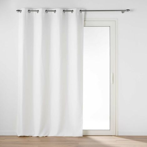 Rideau a oeillets 135 x 240 cm occultant chambray uni chinea Blanc (1/5)