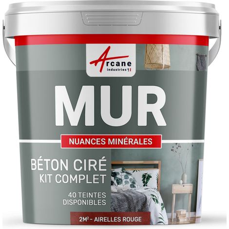 béton ciré, mur, couleur, enduit décoratif, enkit, gris, blanc, beige - 2 m² - Mate Airelles Rouge - ARCANE INDUSTRIES (1/5)
