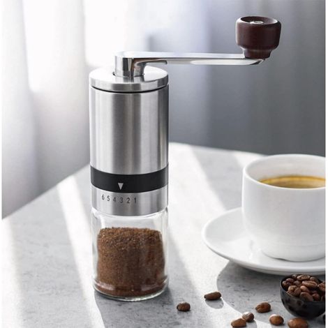 Moulin à Café Manuel,avec Grossièreté Réglable Externe à 6 niveaux,Moulin Portable pour Les Voyages à Domicile (1/5)