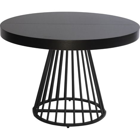 Table ronde extensible Grivery Noir pieds Noir