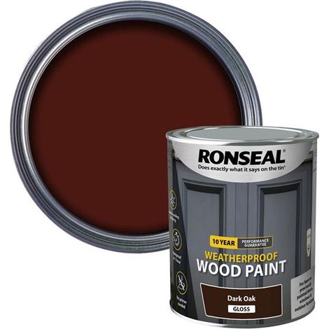 10 Year Weatherproof Wood Paint Dark Oak Gloss 750Ml (1/4)