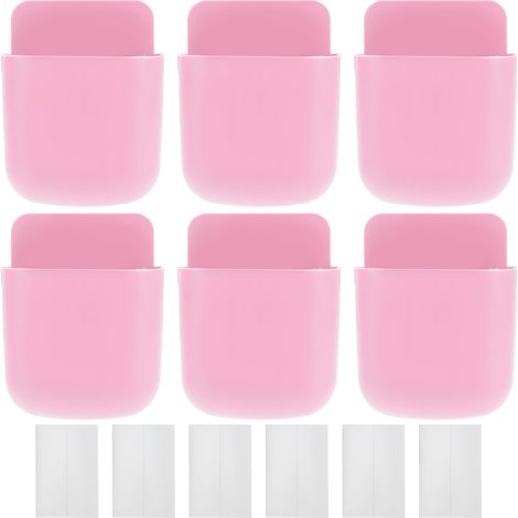6 Supports Muraux pour Télécommande et Téléphone - Boîte de Rangement Rose pour Chambre, Bureau ou Salle de Classe