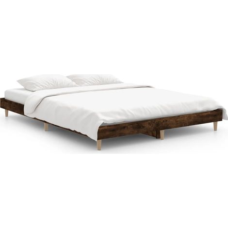 Maison Exclusive - Cadre de lit sans matelas chêne fumé 135x190 cm bois ingénierie (1/5)