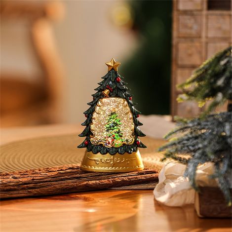 Lanterne Boule À Neige - LED Chaude - Cadre Cuivre Vintage - Pour Décoration Intérieure Noël Automne Thanksgiving - 14 x 8 x 4 cm - 1 Pièce