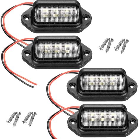 Lot de 4 feux de plaque d'immatriculation extérieurs étanches à 6 LED SMD 12 V pour voiture (1/4)