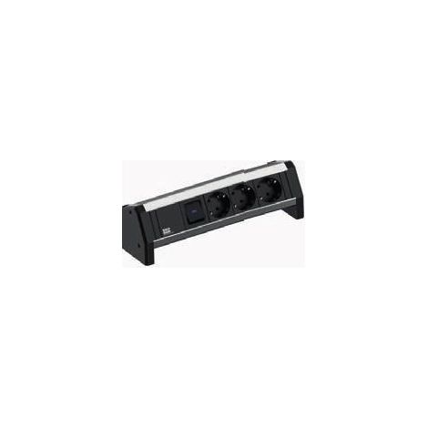 Bachmann DESK multiprise noire avec interrupteur deux pôles
