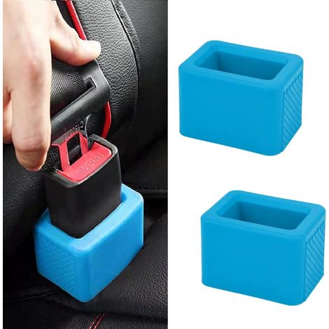 2 pezzi - Attacco per cintura di sicurezza - Facile accesso alle fibbie dei sedili posteriori - Prolunga in silicone per cintura di sicurezza 7x5 cm (blu) (1/5)