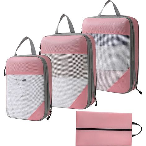 Ensemble de 4 sacs de rangement, boîte de rangement sous le lit, rangement pour vêtements, couvertures, t-shirts, armoire, rose (1/5)