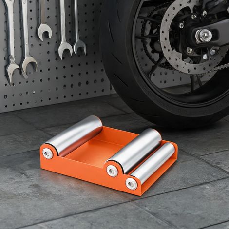 Support de roue de moto en aluminium avec rampe orange (1/5)