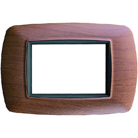 Placca Effetto Legno Chiaro 'Feb'  3 Posti - '2983/Lc' Compatibile Serie Magic