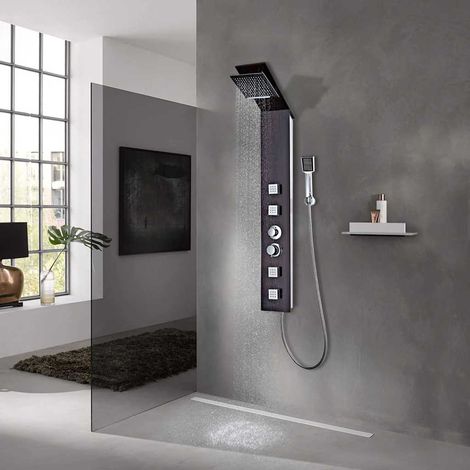 vidaXL Système de panneau de douche Verre Marron (1/5)