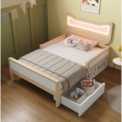 lit enfant chambre rangement 90x200 bois blanc chene OKMYHOME