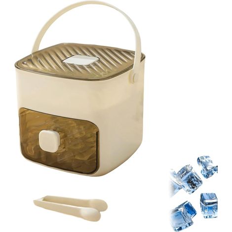 Machine à glaçons à Pression, 48 Compartiments Appuyez sur Type Ice Cube Maker, Bac À Glaçons Pour Congélateur Avec Récipient, Réutilisable (Blanc) (1/5)