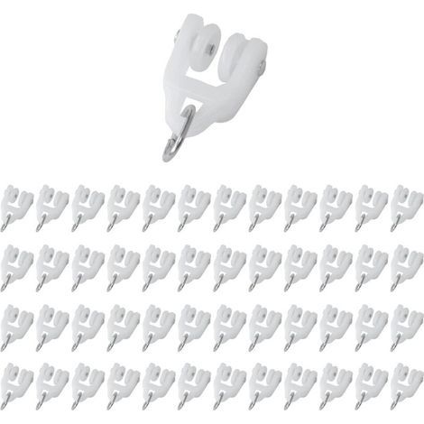 Roulettes pour Rideaux Lot de 48 Galets Coulissants à Double Roue en Plastique pour Rails Intérieurs et Extérieurs - (1/4)