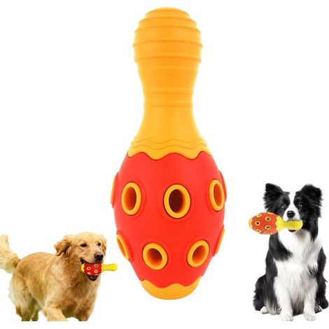 Jouet à mâcher pour chien - Jouet pour chien - Nettoyage des dents - 15,3 x 6,6 cm - Jouet sonore - Réduit les comportements destructeurs - Convient aux chiens de taille moyenne et grande - Rouge (1/5)